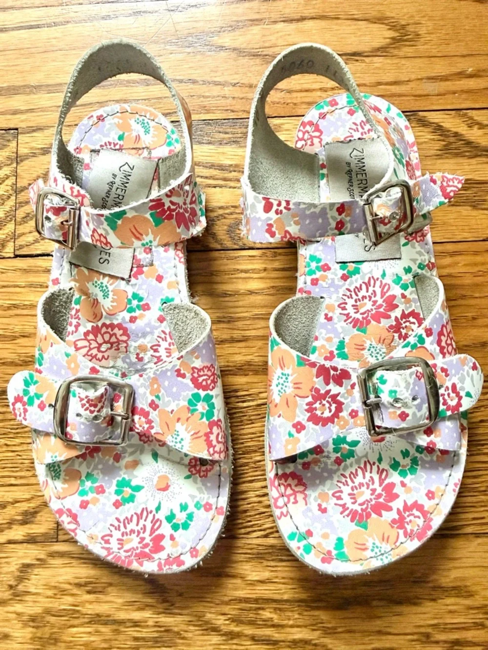 Zimmermann x Minnow Floral Kids Sandals Size 10 Peach Mint Lavender VGUC